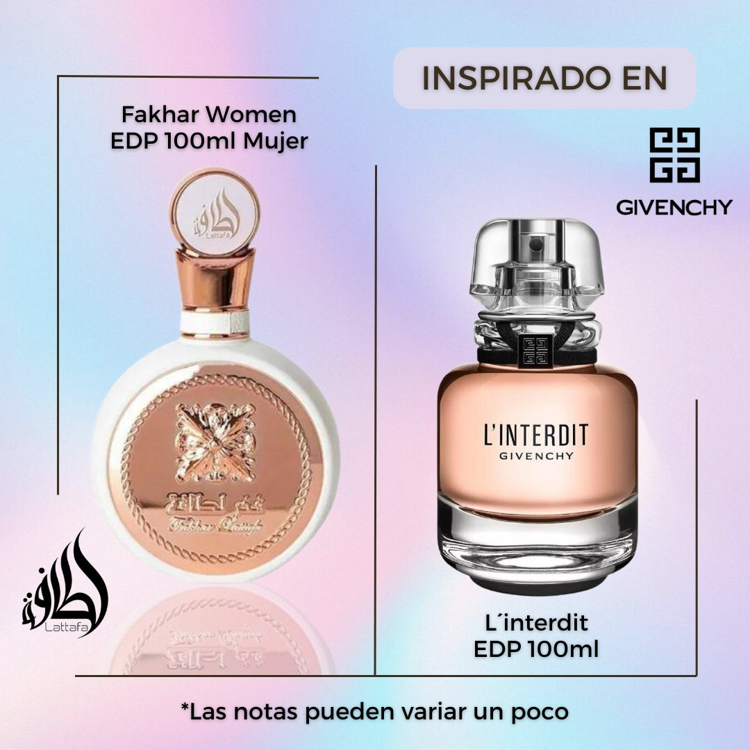 Fakhar Women 100Ml Edp Lattafa Perfume - Inspirado en L'interdit eau de parfum de Givenchy