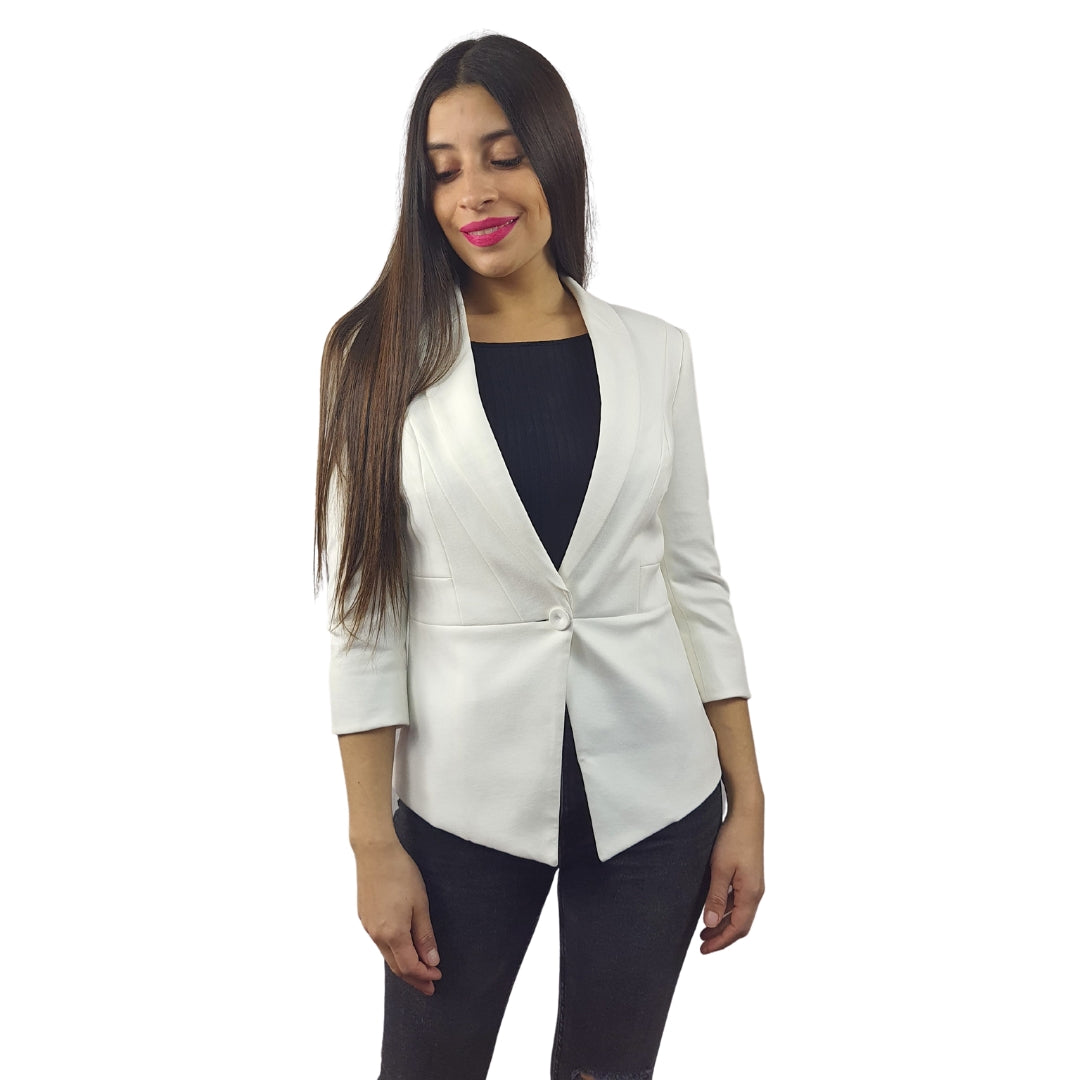 Blazer Vero Moda Blanco Style RETAIL ASHLEY SOLID 3/4 BLAZER(VMC-BN)