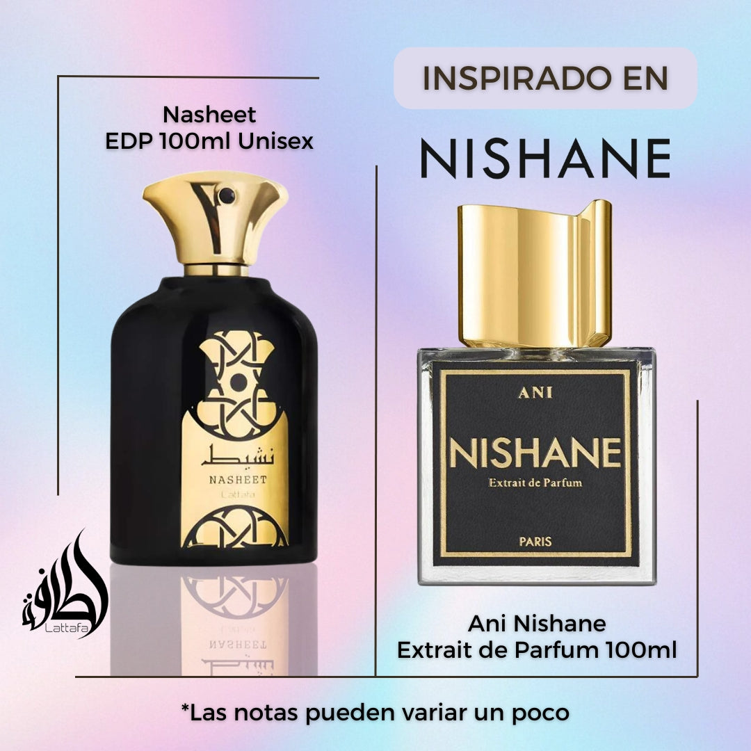 Nasheet Lattafa Edp 100ML Unisex- Inspirado en Ani Nishane