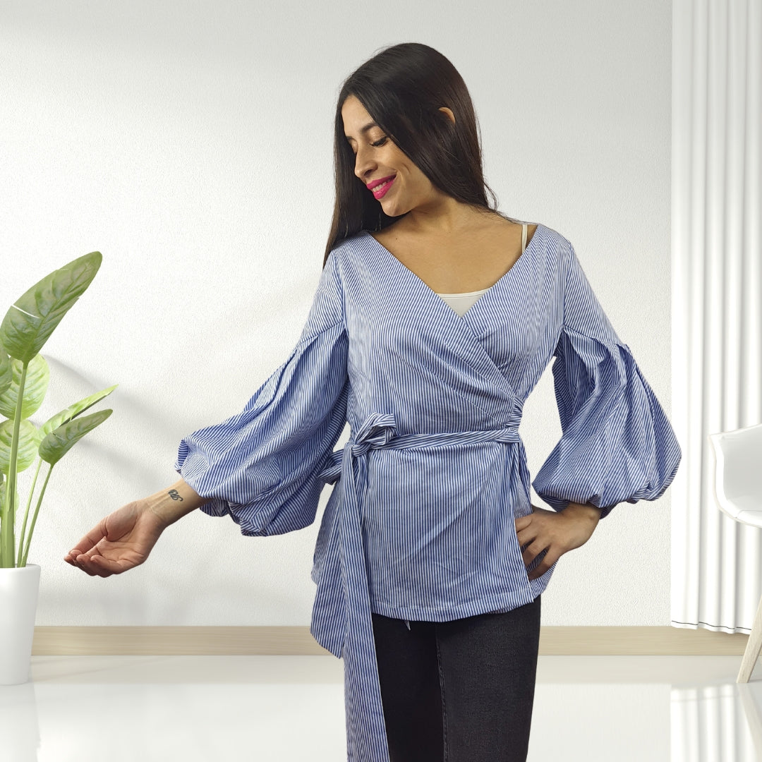 Blusa Vero Moda Azul Claro Style STALK 3/4 SHIRT(VMC-SL)