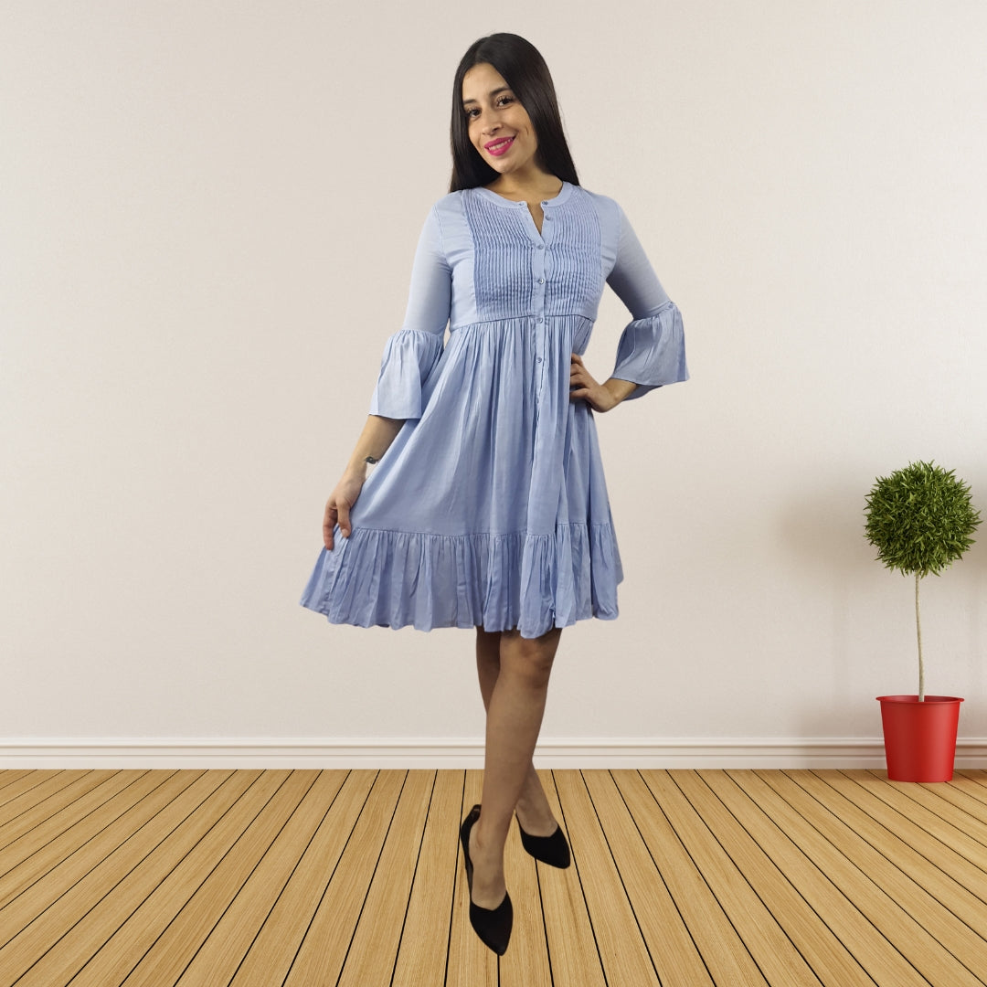 Vestido Vero Moda Azul Claro Style PITAYA 3/4 SHIRT(NN)