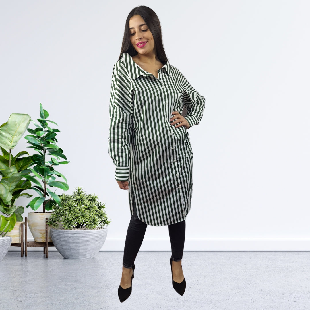 Vestido Vero Moda Verde Style RITA L/S SHIRT DRESS(SL)