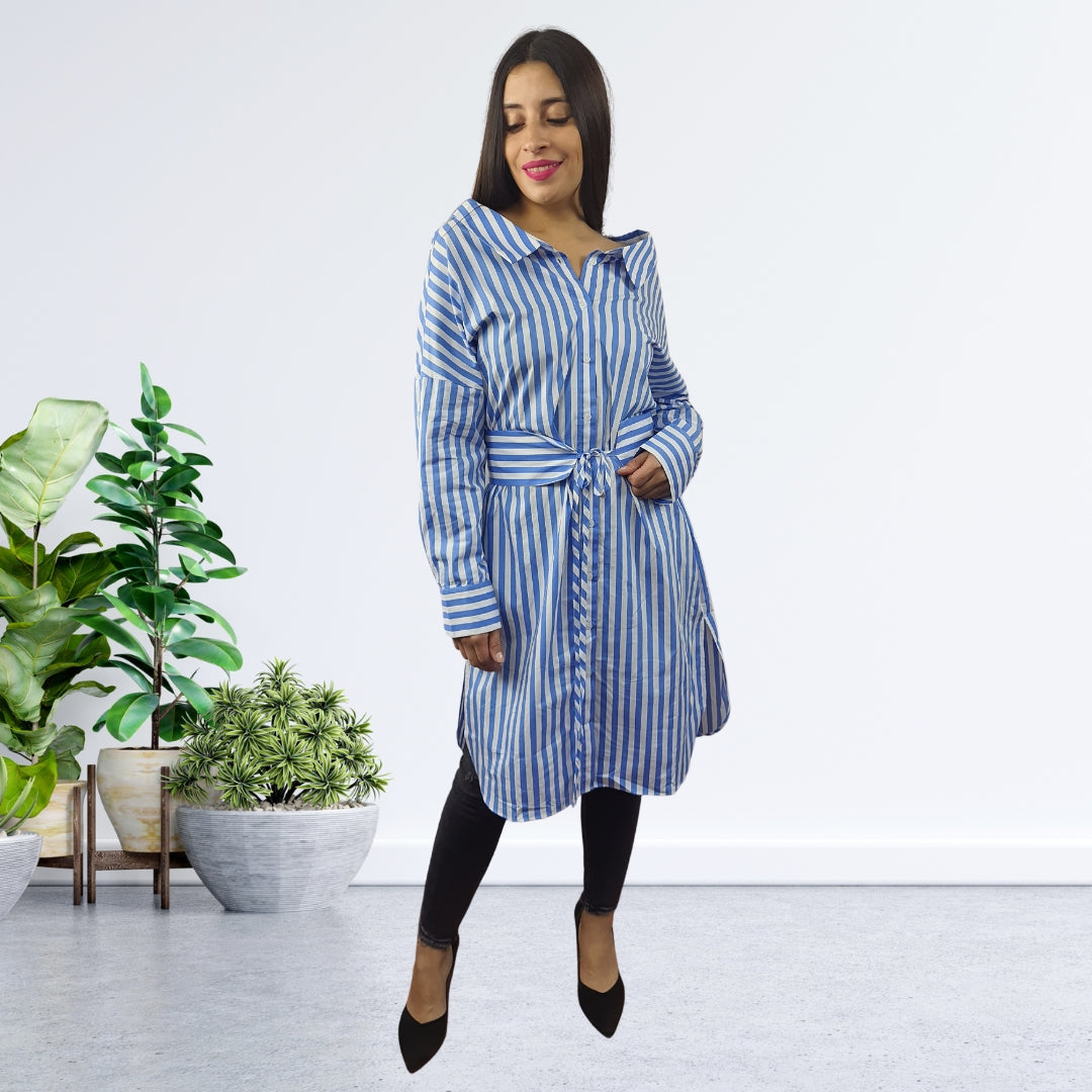 Vestido Vero Moda Azul Claro Style RITA L/S SHIRT DRESS(SL)
