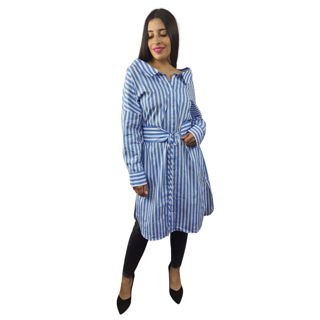 Vestido Vero Moda Azul Claro Style RITA L/S SHIRT DRESS(SL)