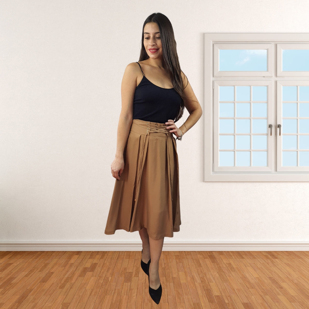 Falda Vero Moda Marron Style ARIA SOFT MIDI SKIRT(VMC-NC)