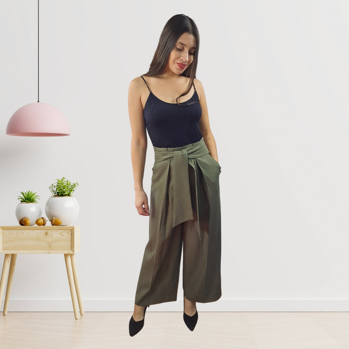 Pantalón Vero Moda Verde Style NARCISSUS 9/10 WIDE PANTS(NN)