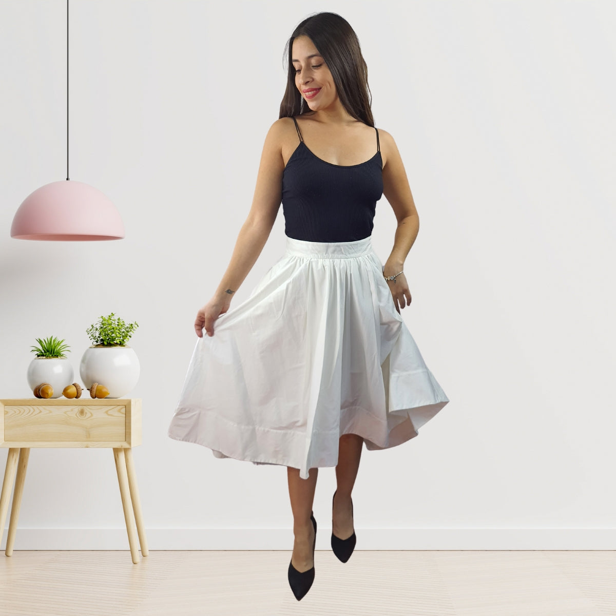 Falda Vero Moda Blanco Style KING MIDI SKIRT(NE-EC-2)