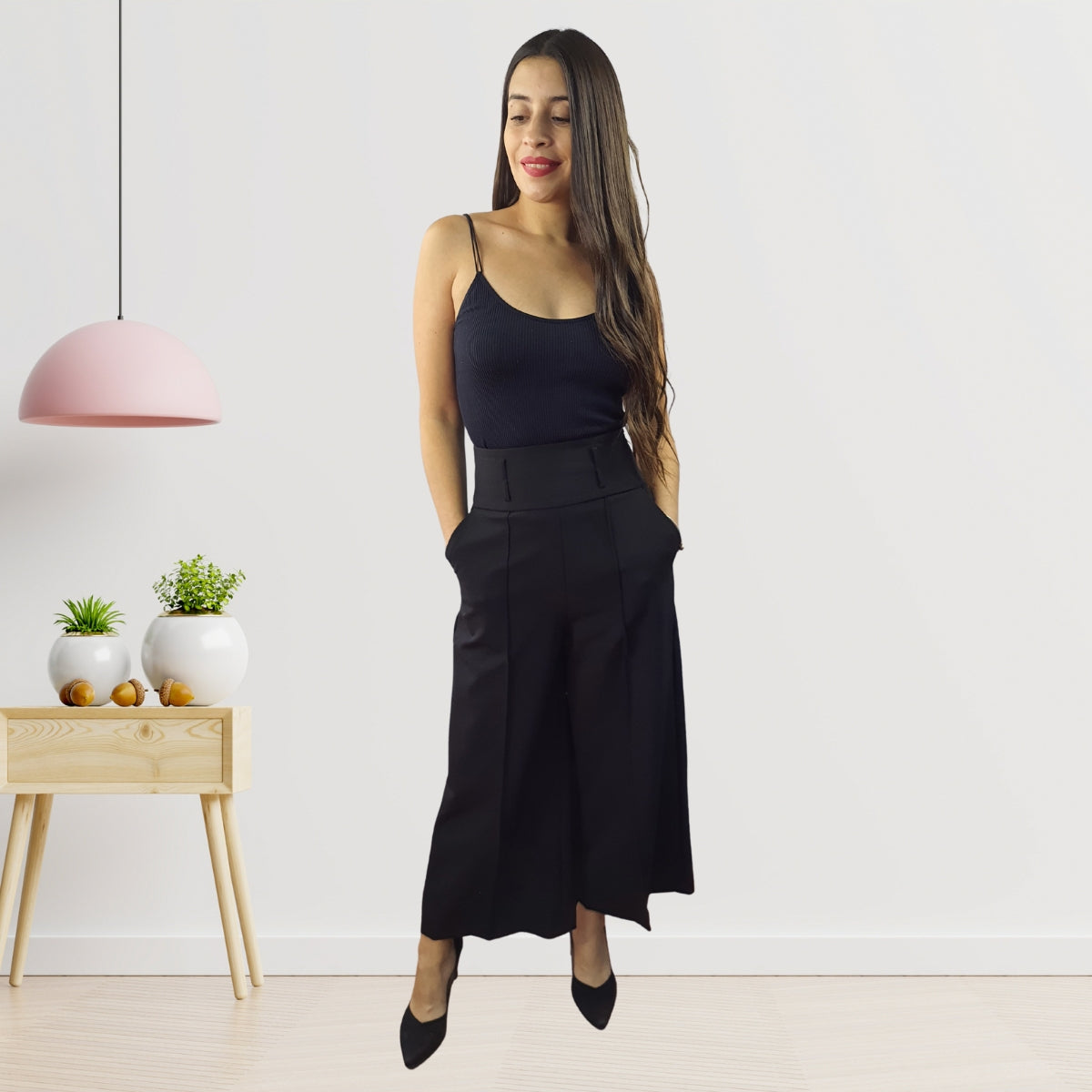 Pantalon Vero Moda Negro Style KELLY 9/10 WIDE PANTS(VMC-TP)