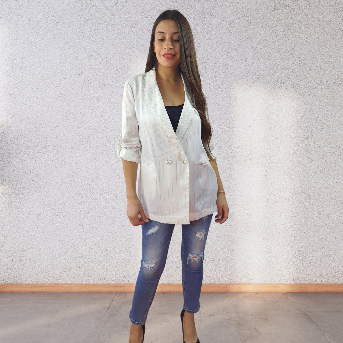 Blazer Vero Moda Blanco Style VICKY 7/8 BLAZER(SL)
