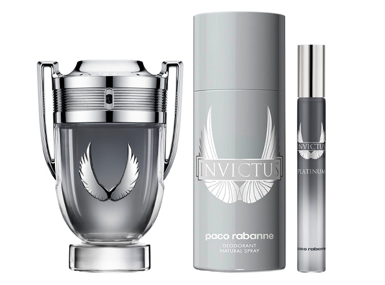 Estuche Invictus Platinum Paco Rabanne Edp 100ML+10ML+150 DEO Hombre