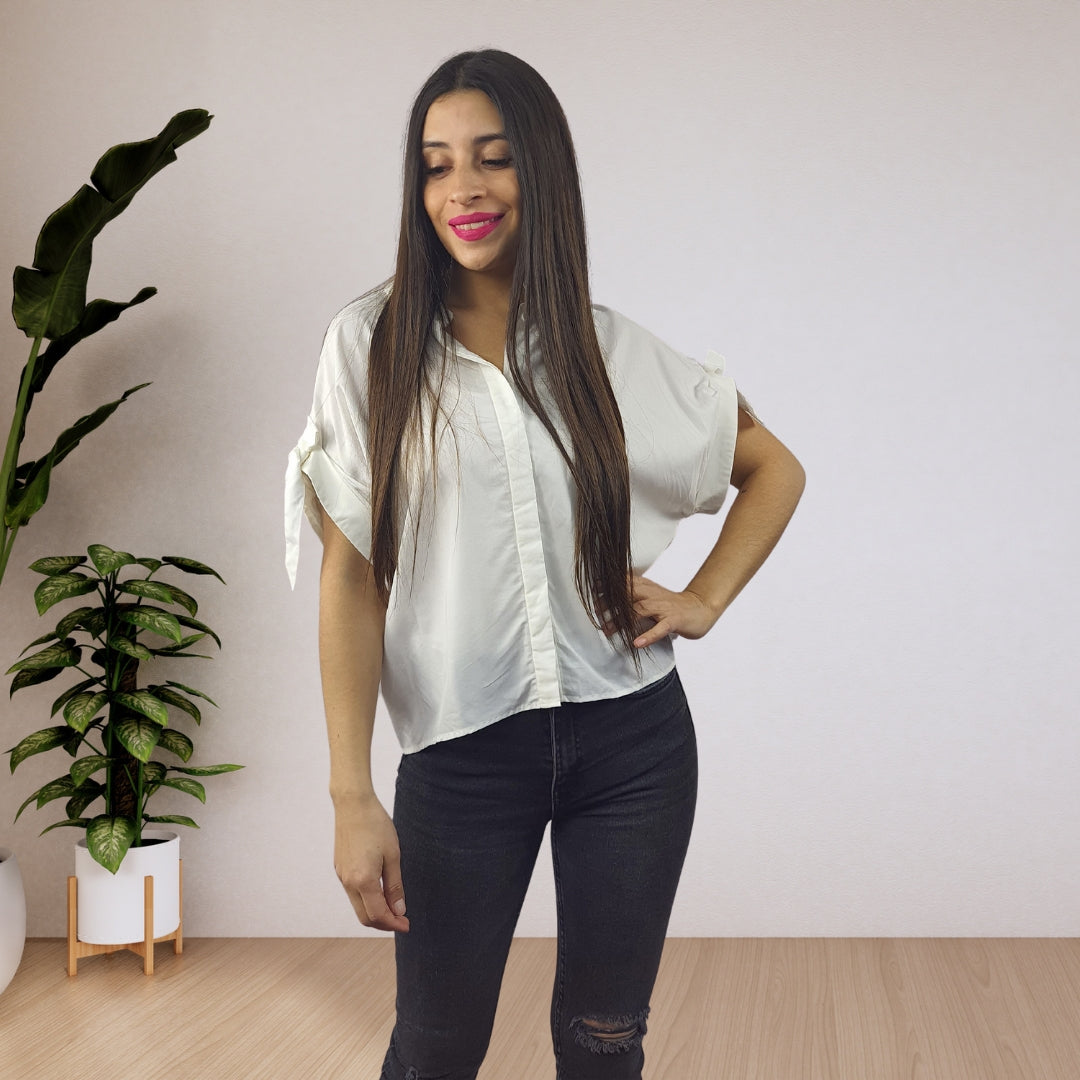Blusa Vero Moda Blanco Style SELENA SOILD S/S SHIRT(VMC-SL)
