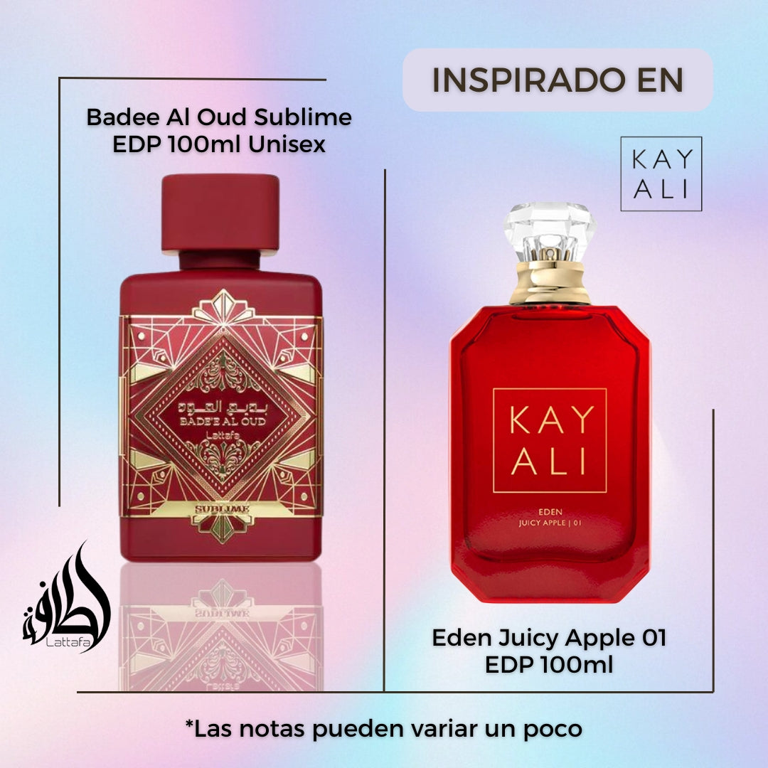 Lattafa Badee Al Oud Sublime EDP 100 ML-Inspirado en Eden Juicy Apple | 01 Eau De Parfum Kayali