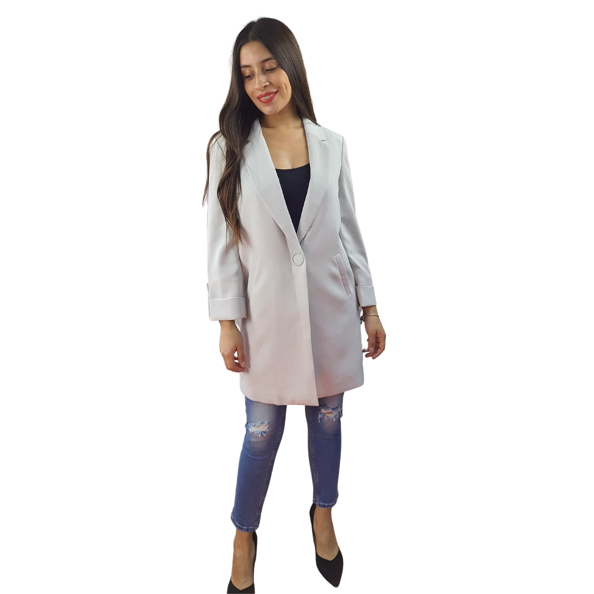 Blazer Vero Moda Gris Claro Style BEATRICE 7/8 BLAZER(NC)
