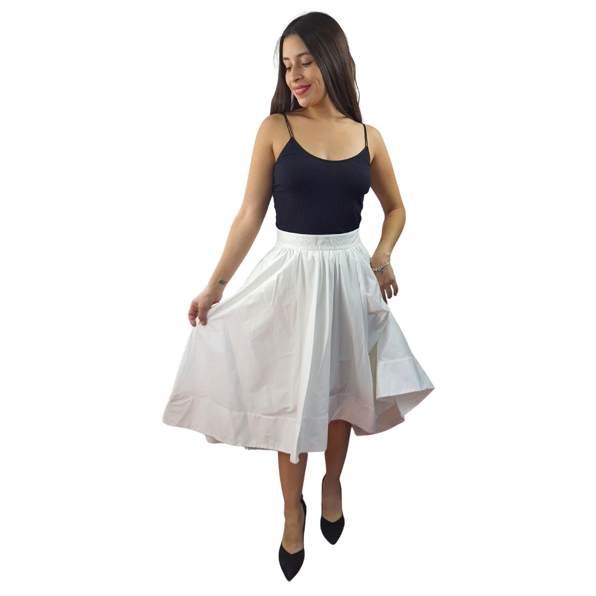 Falda Vero Moda Blanco Style KING MIDI SKIRT(NE-EC-2)