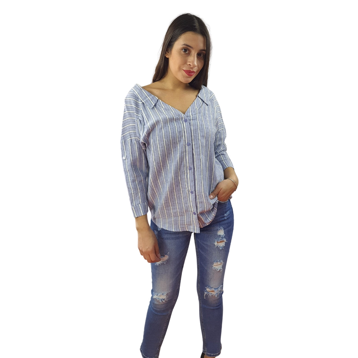 Camisa Vero Moda Azul Style MAY 3/4 SHIRT(TP)