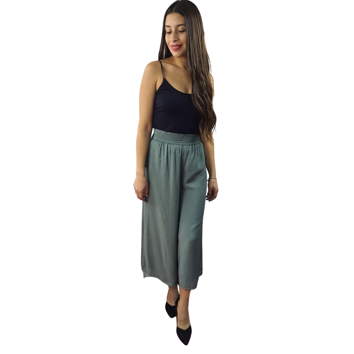 Pescador Vero Moda Verde Claro Style MARC 7/8 WIDE PANTS(NN)