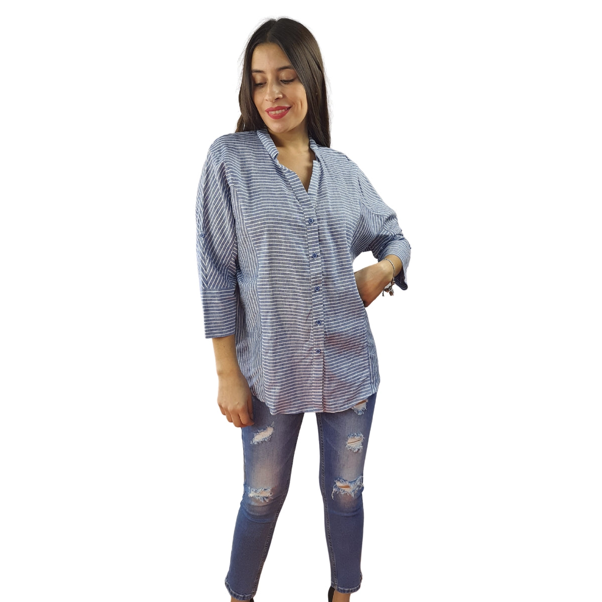 Blusa Vero Moda Azul Oscuro Style YOUNG 3/4 DENIM SHIRT(TP)