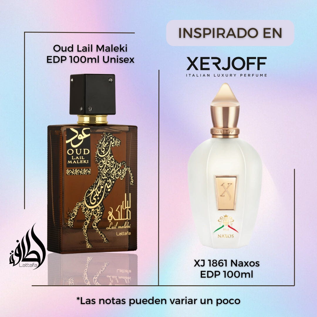 Oud Lail Maleki Lattafa Edp 100ML Unisex- Inspirado en XJ 1861 Naxos
