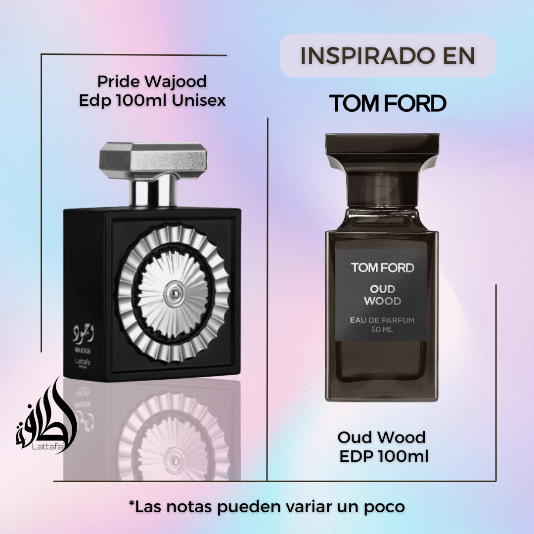 Pride Wajood 100Ml Edp Unisex Lattafa Perfume- Inspirado en Oud Wood de Tom Ford