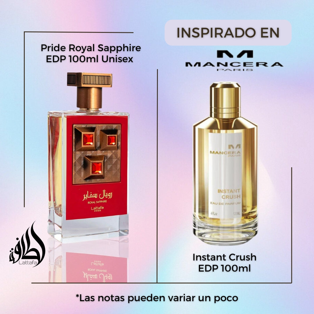 Pride Royal Sapphire 100Ml Edp Unisex Lattafa Perfume- Inspirado en Instant Crush de Mancera
