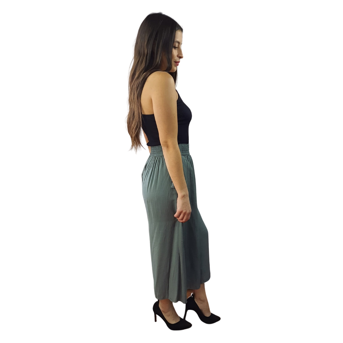 Pescador Vero Moda Verde Claro Style MARC 7/8 WIDE PANTS(NN)