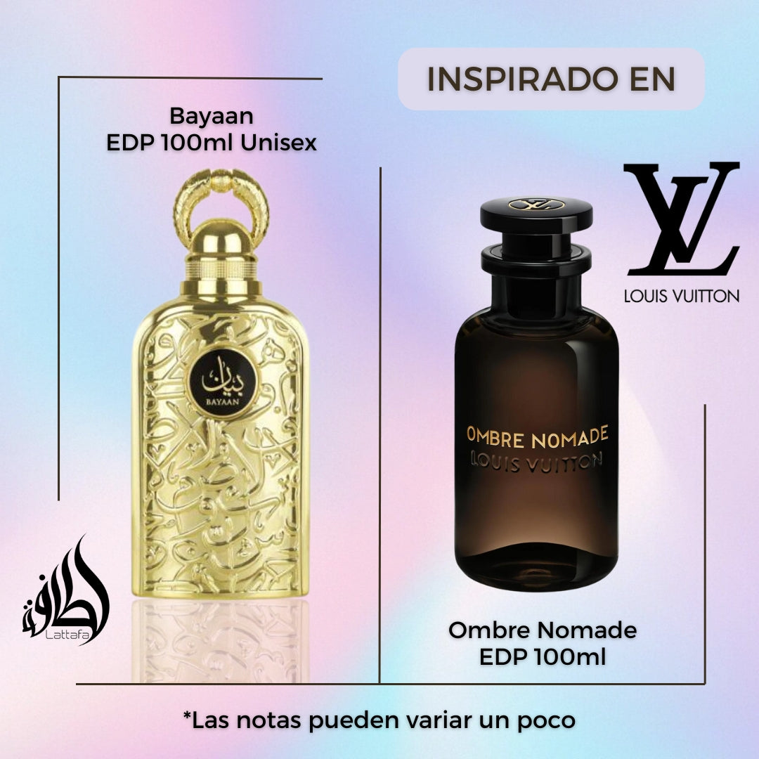 Bayaan Lattafa Edp 100Ml Unisex- Inspirado en Ombre Nomade de Louis Vuitton