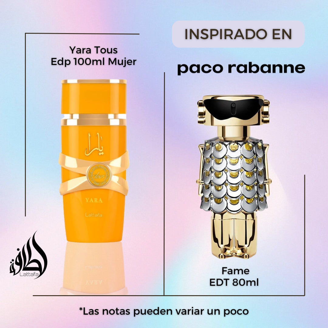 Lattafa Yara Tous EDP 100 ML Mujer - Inspirado en a Fame Paco Rabanne