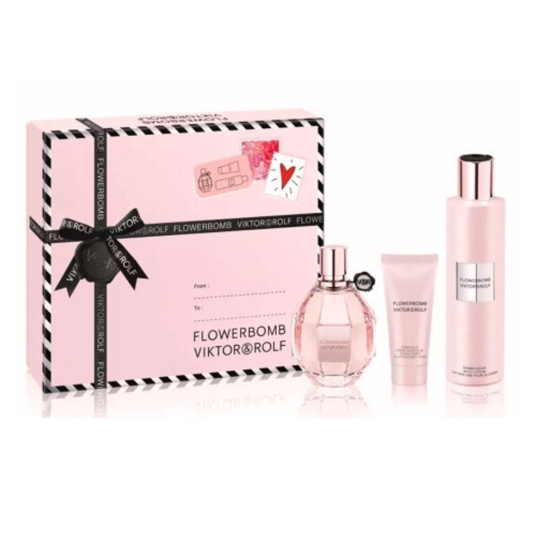 Estuche Flowerbomb Victor & Rolf Edp 100ML+200ML B/L+40ML Crema Corpo Mujer