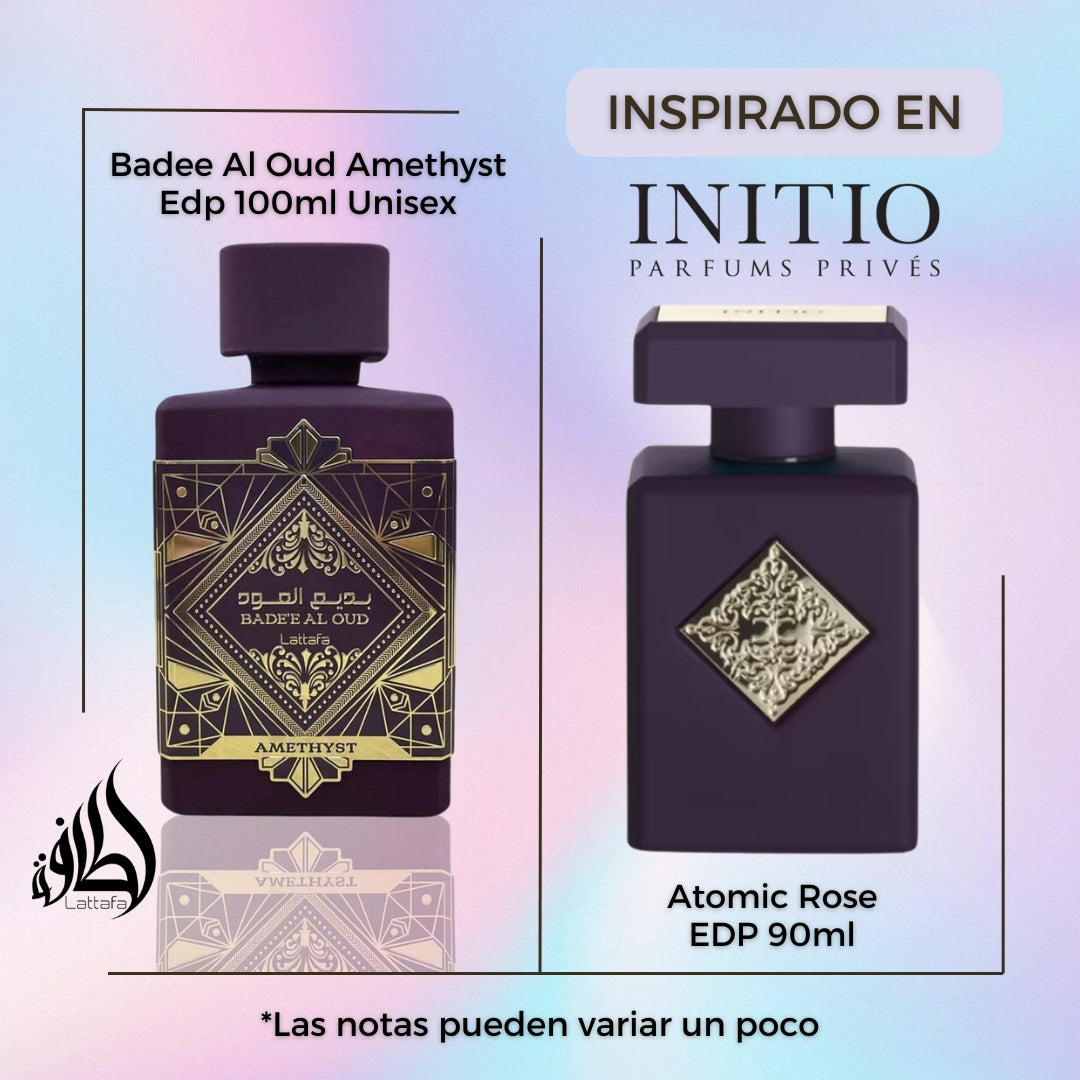 Badee Al Oud Amethyst 100Ml Edp Unisex Lattafa Perfume - Inspirado en Atomic Rose de Initio