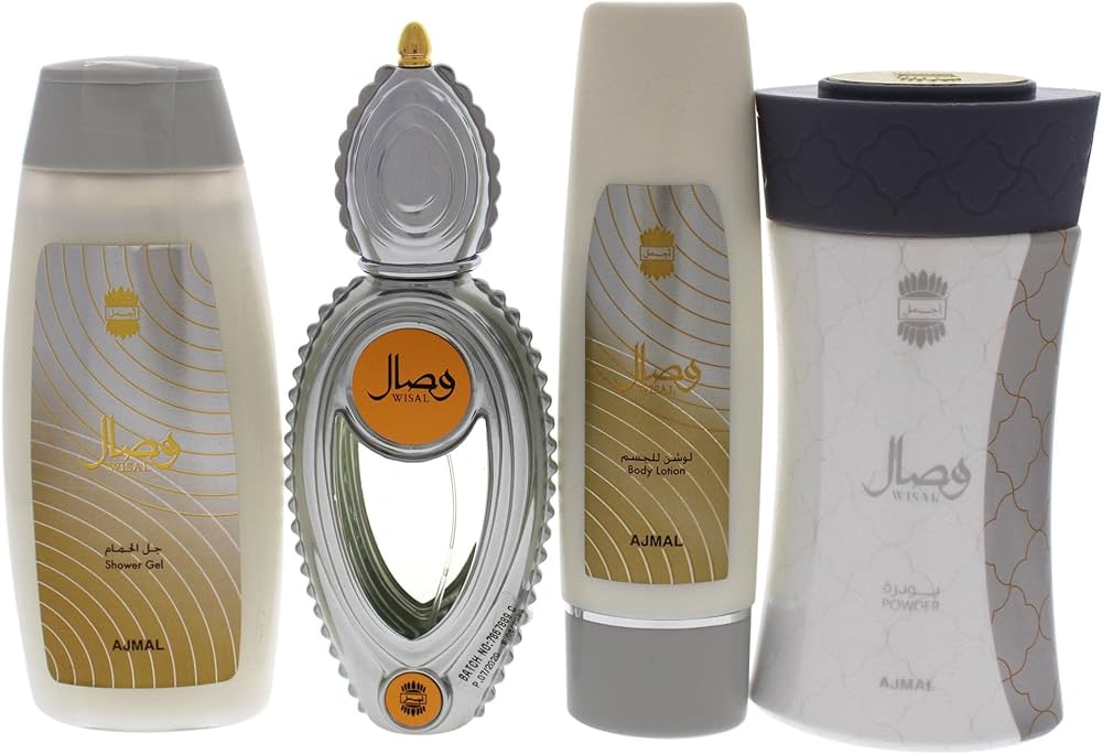 Estuche Wisal Ajmal 50ML+200ML S/G+100ML B/L+80g Body Powder