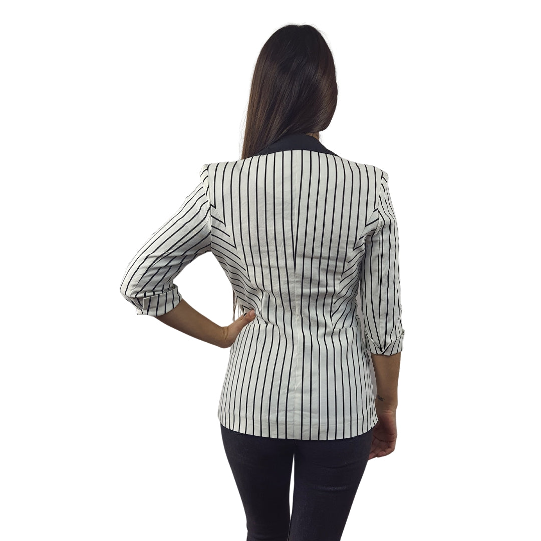 Blazer Vero Moda Blanco y Negro Style OLIVIA 3/4 BLAZER(PM-ET-1)