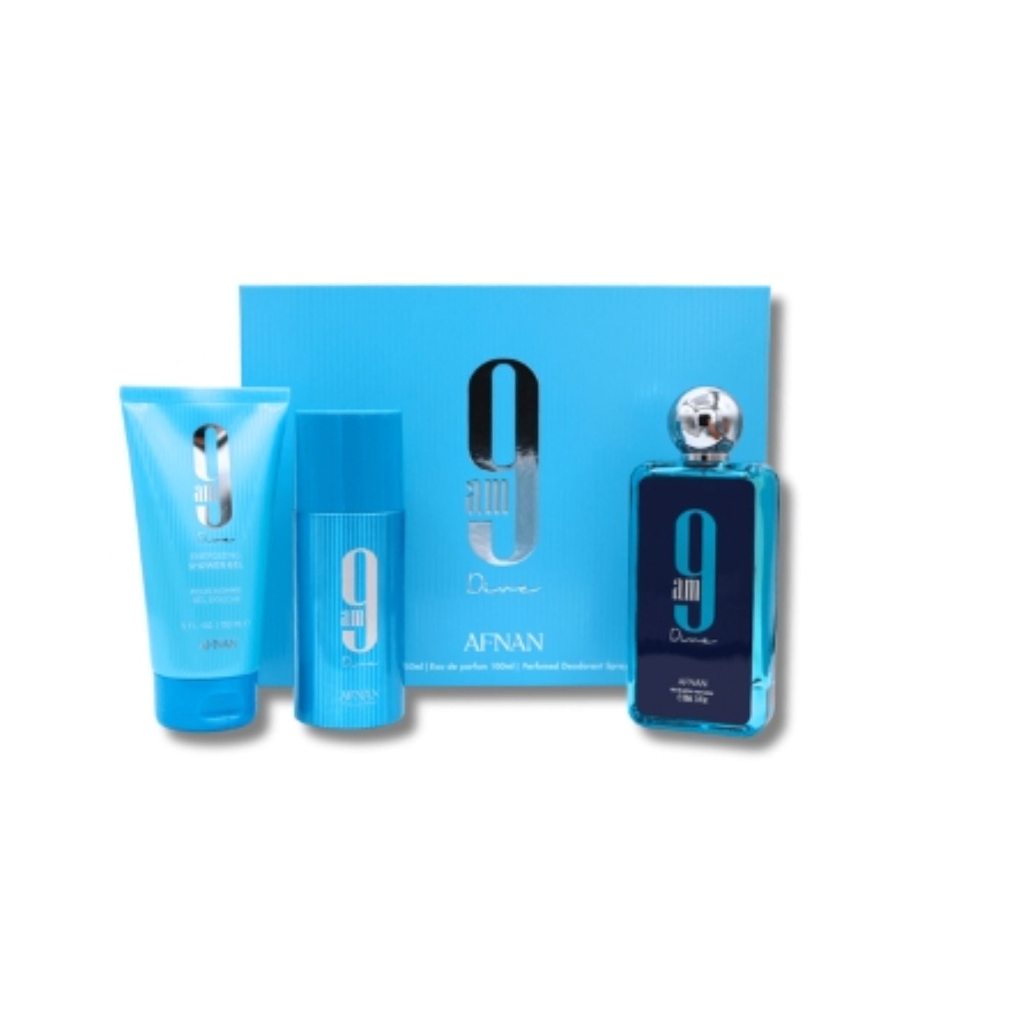 Estuche Afnan 9 Am Dive Edp 100Ml +Deo 150Ml +S/G 150 Ml Unisex-Inspirado en Bleu de Chanel Eau de Parfum Chanel