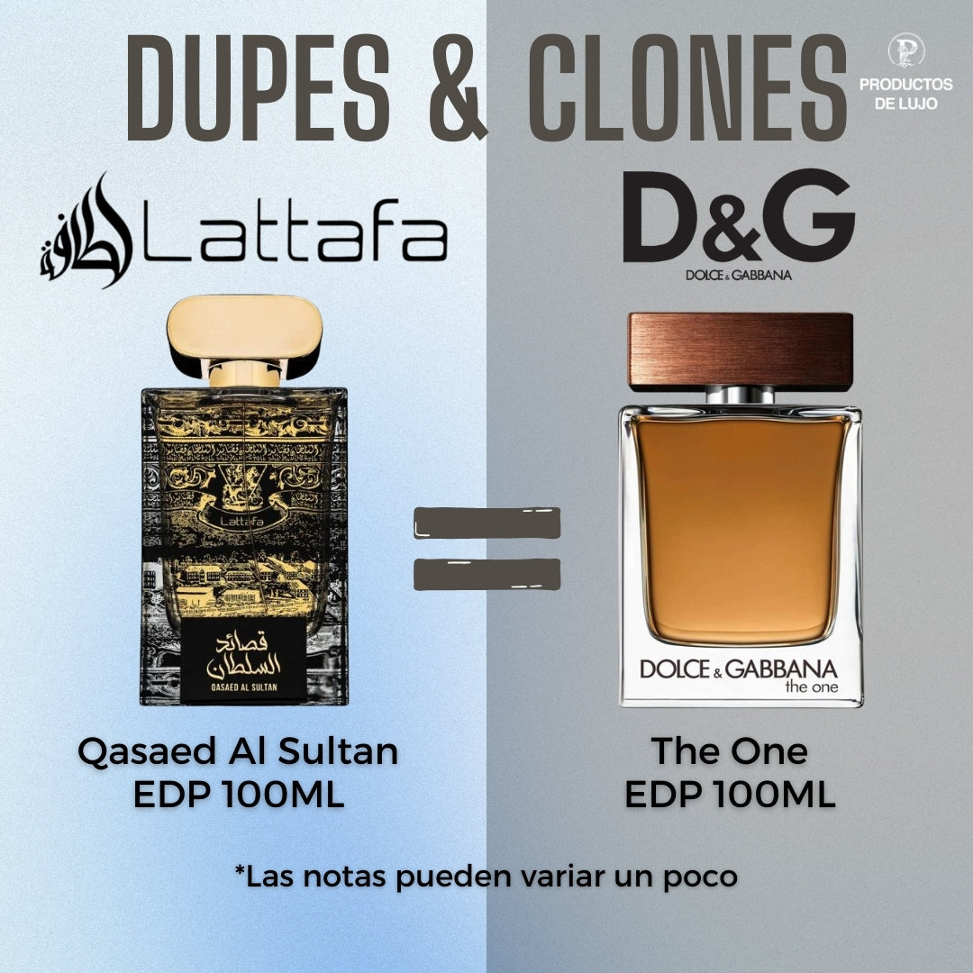 Qasaed AL Sultan Lattafa 100ML EDP Unisex- Inspirado en The One for Men Eau de Parfum Dolce&Gabbana