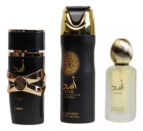 Estuche Asad Lattafa 100ML+200ML Perfume Spray + 50ML Hair Mist Unisex