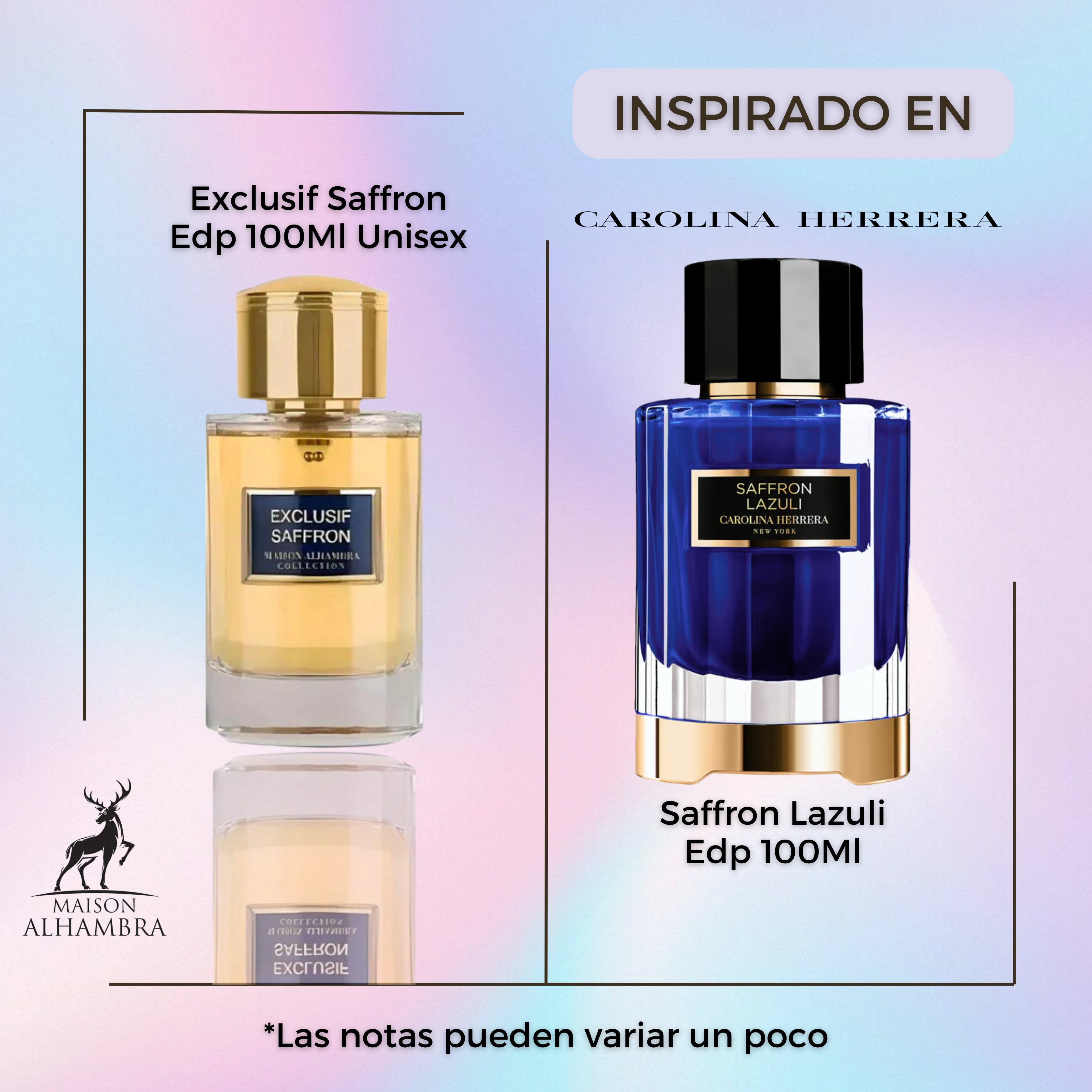 Exclusif Saffron Maison Alhambra Edp 100Ml Unisex-Inspirado En Saffron Lazuli Carolina Herrera