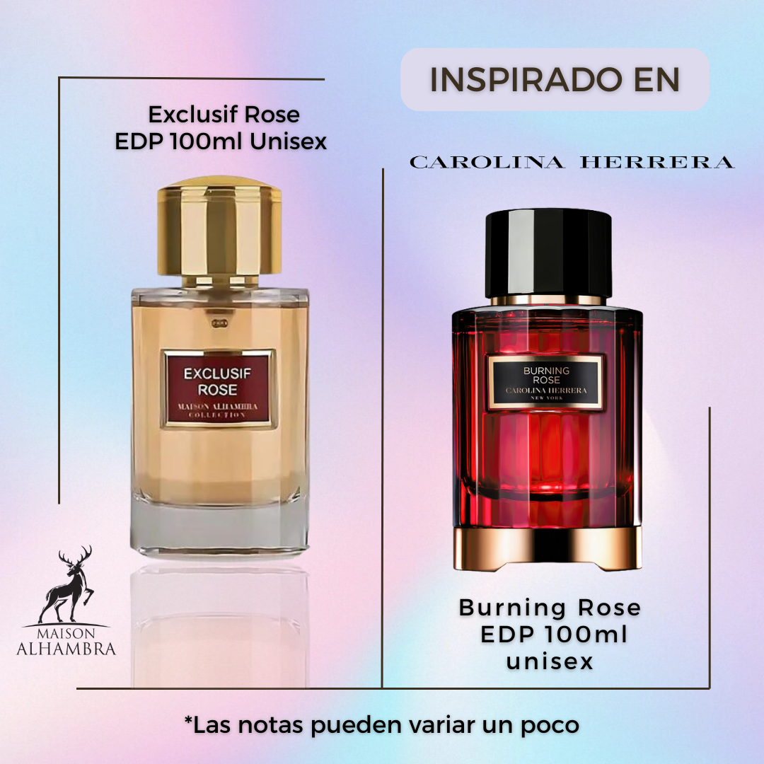 Exclusif Rose Maison Alhambra Edp 100Ml Unisex-Inspirado En Carolina Herrera Burning Rose Edp 100ml