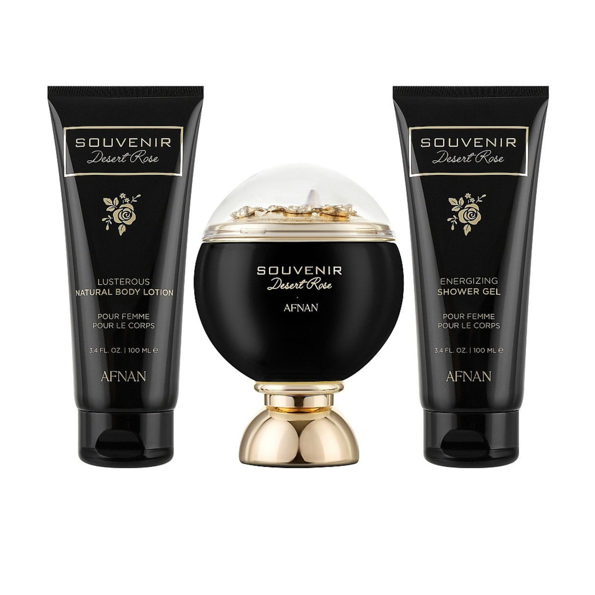 Estuche Souvenir Desert Rose Edp Afnan 100ML+100ML S/G+100ML B/L Unisex-Inspirado en Kirke Tiziana Terenzi