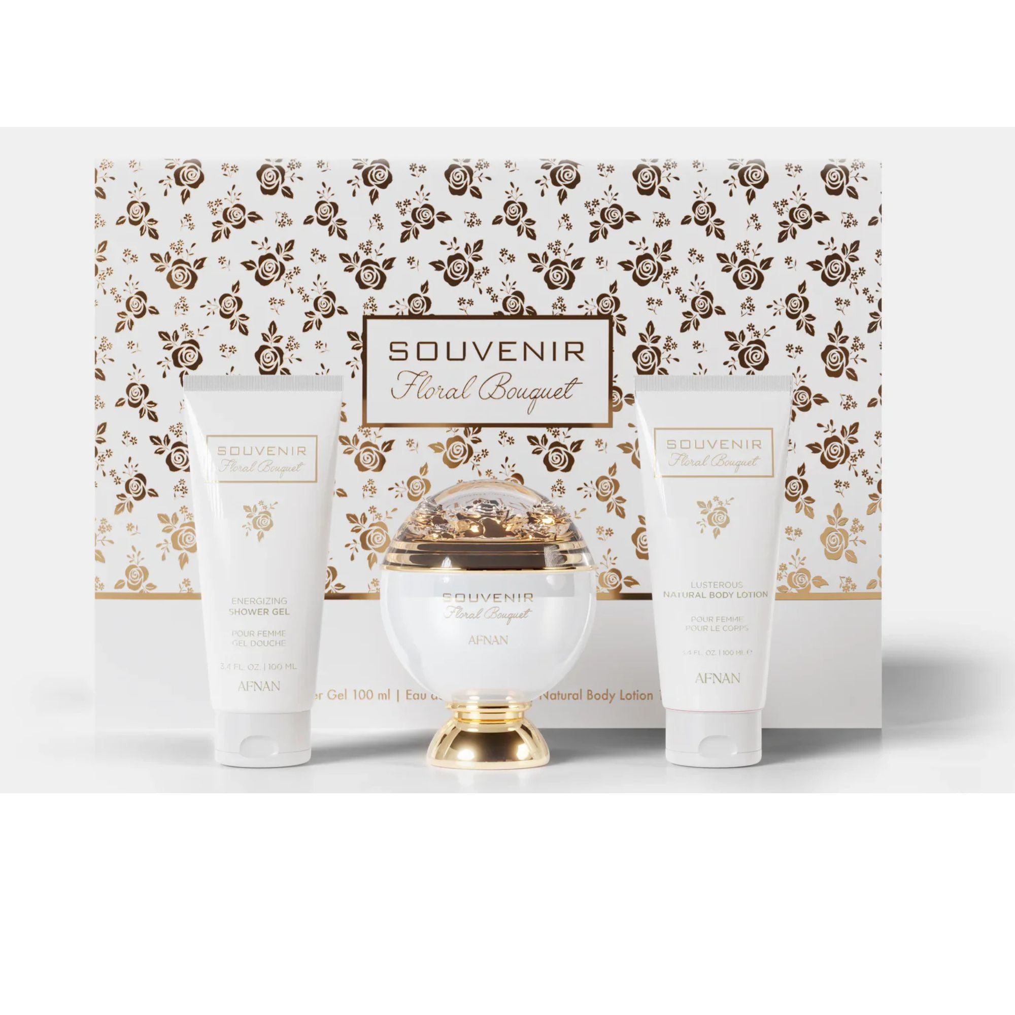 Estuche Souvenir Floral Bouguet Edp Afnan 100ML+100ML S/G+100ML B/L Mujer- Inspirado en Delina Parfums de Marly