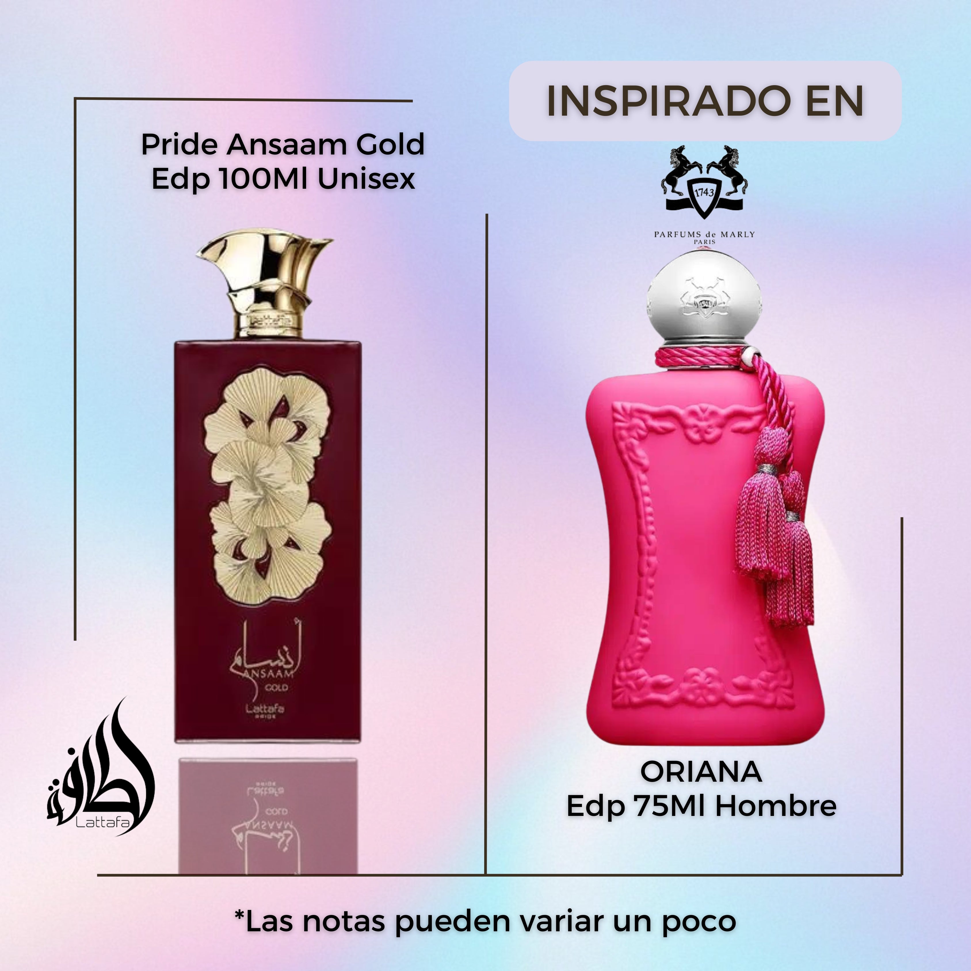 Pride Ansaam Gold 100Ml Edp Unisex Lattafa Perfume- Inspirado en Oriana Parfums de Marly