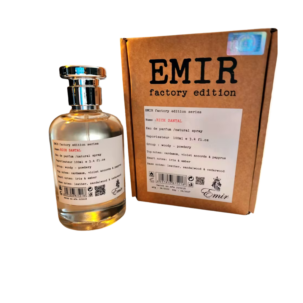 Emir Rich Santal Factory Edition EDP 100 ml Unisex - Inspirado en Santal 33 Le Labo