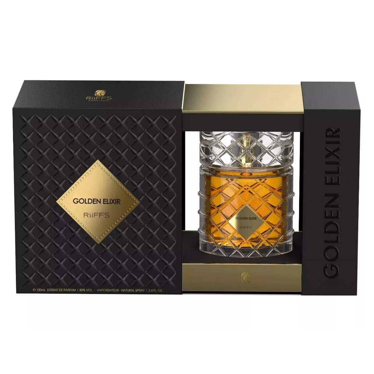 Golden Elixir Riiffs Extrait De Parfum 100ML Unisex-Inspirado en Angels' Share By Kilian