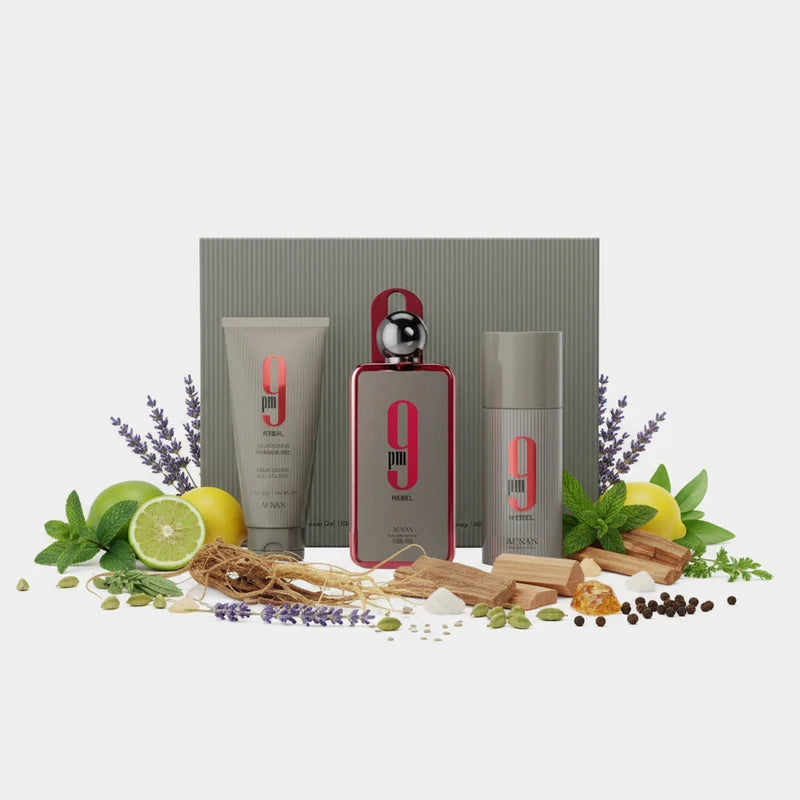 Estuche 9Pm Rebel S/Gel 150ml + Eau de Parfum 100Ml + Perfum Spray 150 Ml