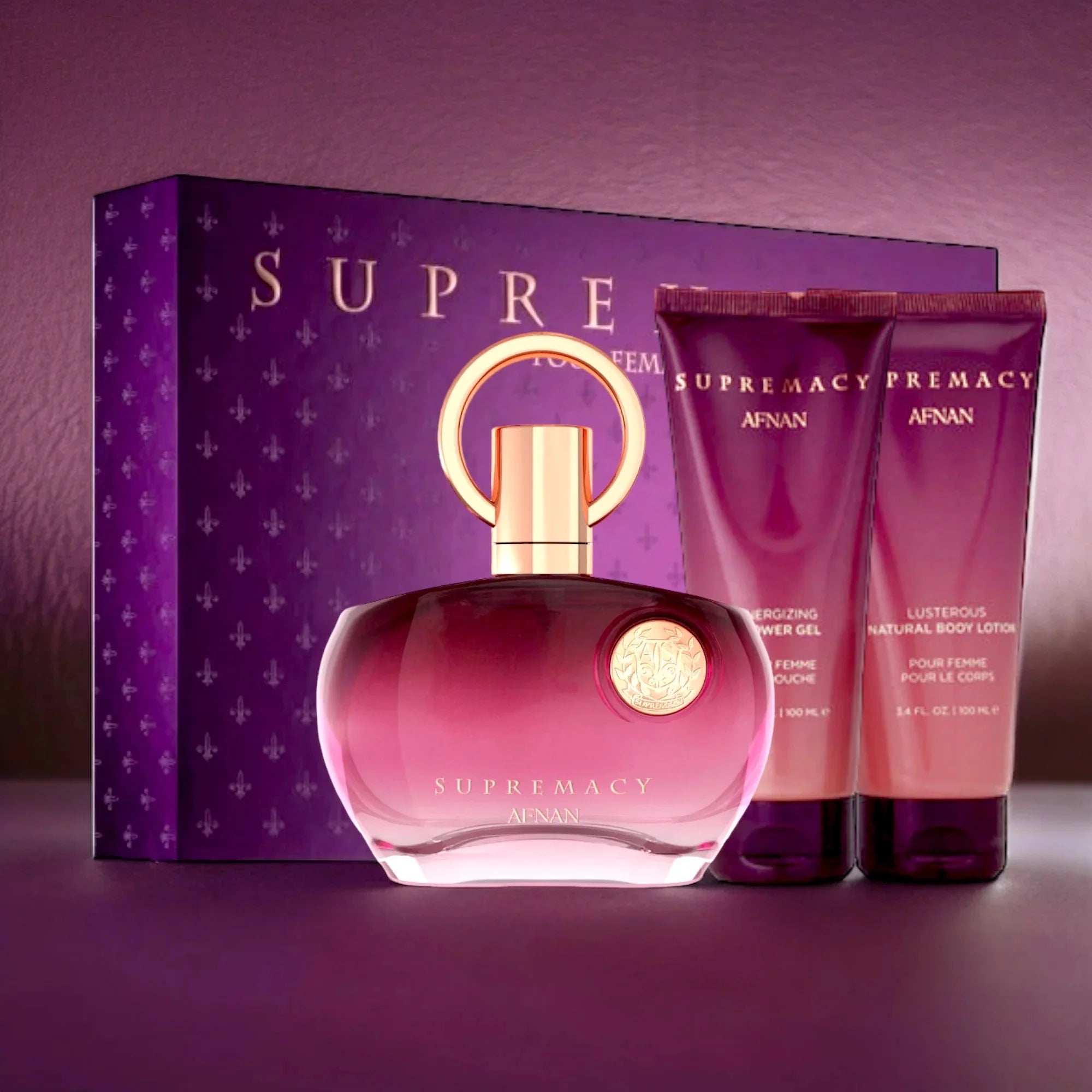 Estuche Supermancy Purple Edp Afnan 100ML+100ML S/G+100ML B/L Mujer- Inspirado en Erba Pura Xerjoff
