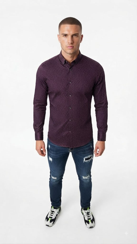 Camisa Selected Morado baya oscuro Hombre 7386