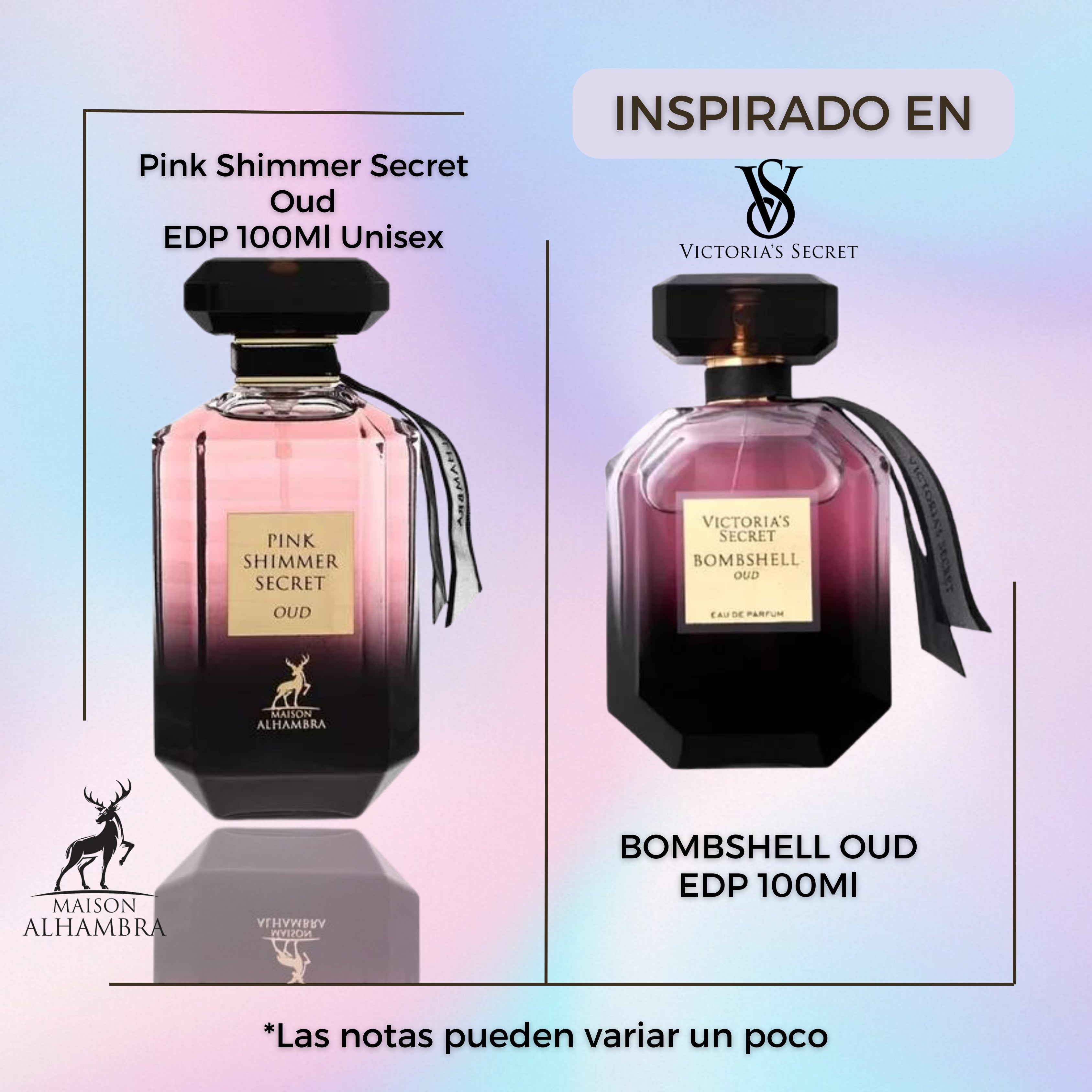 Pink Shimmer Secret Oud Maison Alhambra Edp 100ML Unisex- Inspirado en Bombshell Oud Victorias Secret