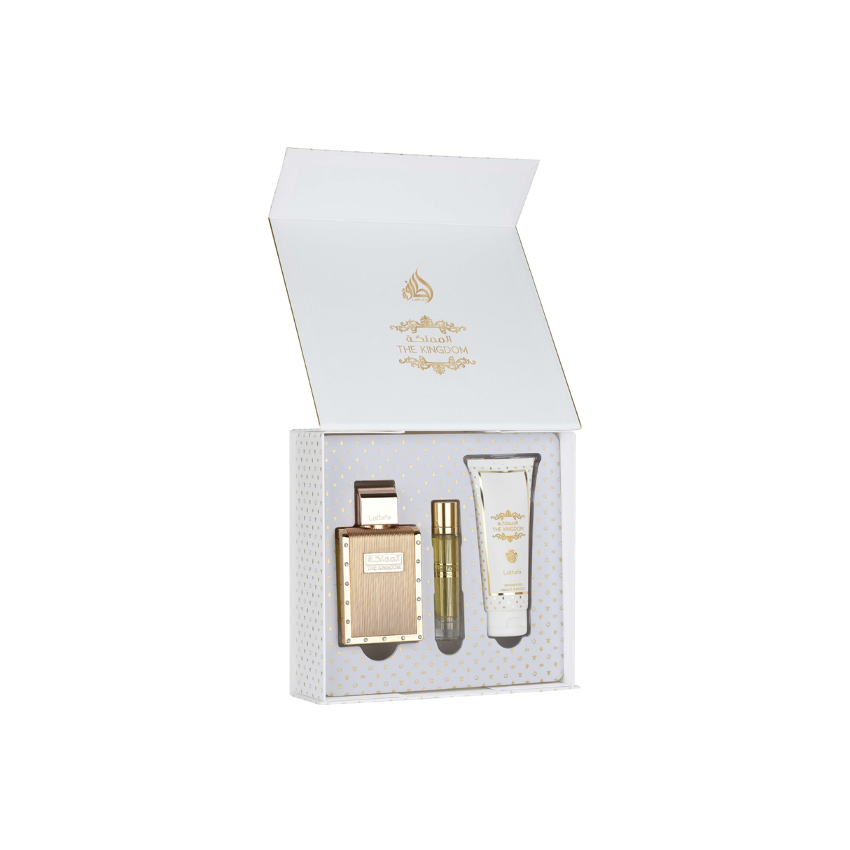 Estuche The Kingdome Lattafa Edp 100Ml + 12Ml + S/G 100Ml Hombre
