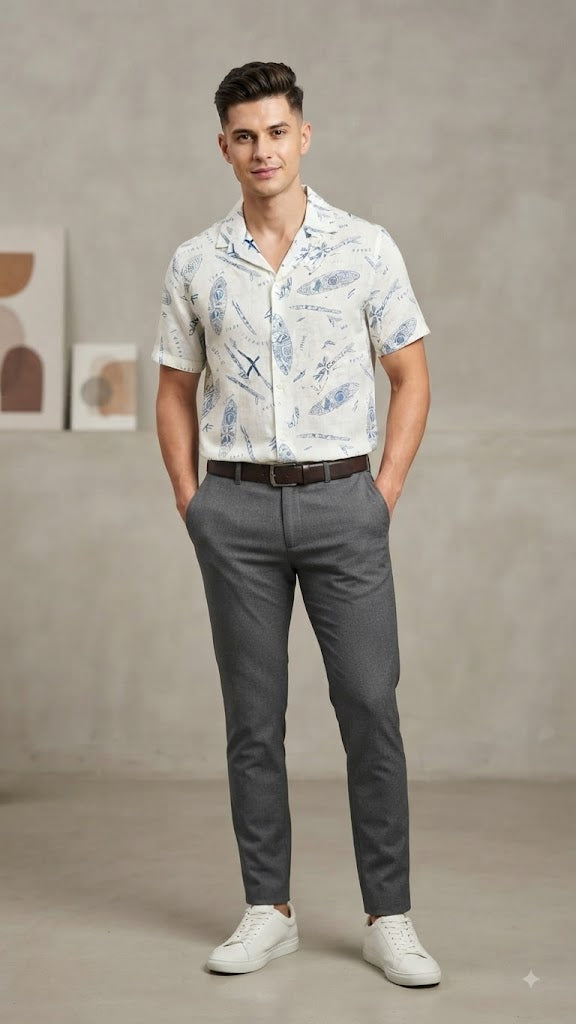 Camisa Blanca Y Azul Selected Hombre 1453