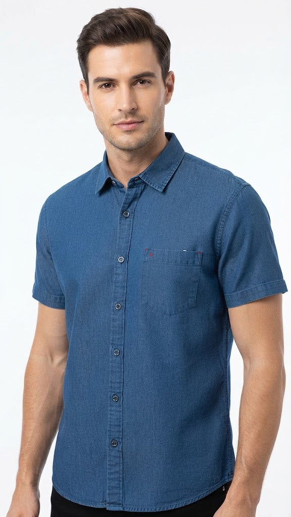 Camisa Azul Medio Denim Selected Hombbre 1421