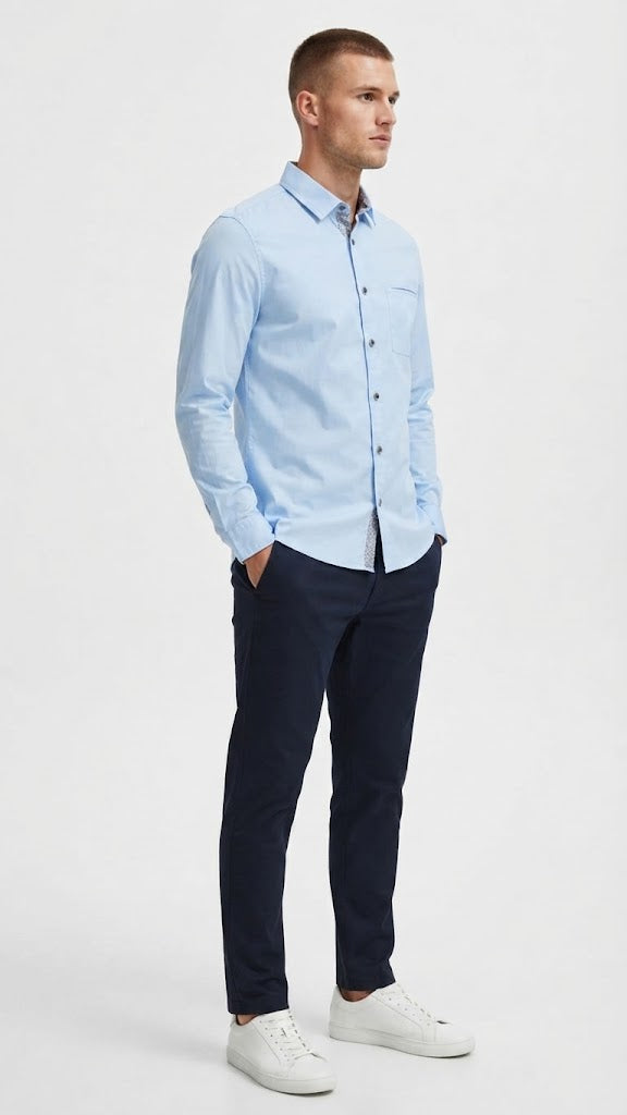 Camisa Azul Celeste Selected Hombre 7302
