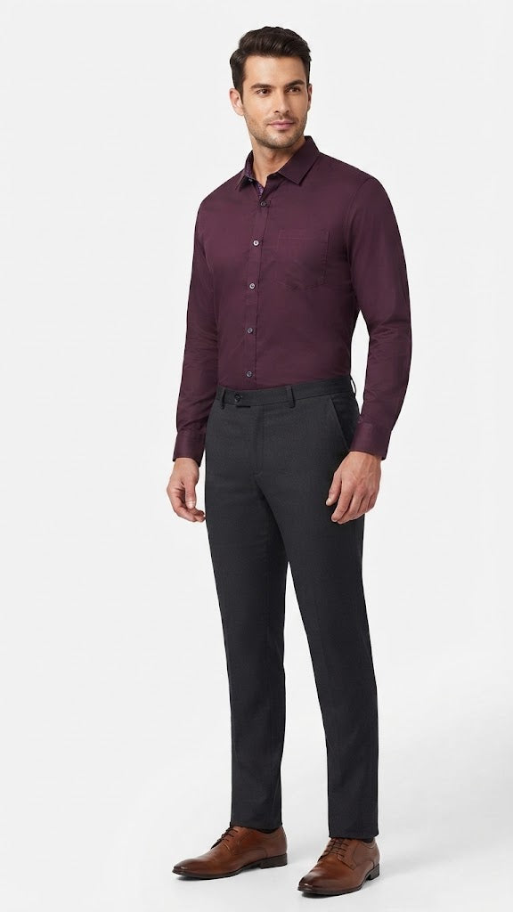 Camisa Vino Tinto Selected Hombre 8773
